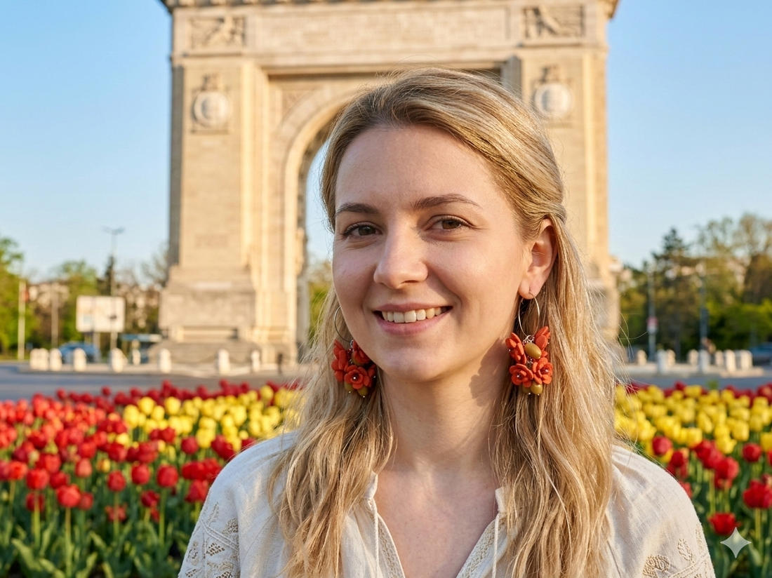 Cercei handmade cu flori rosii (cod1401) - bijuterii - cercei - cercei lungi - Artynos.ro