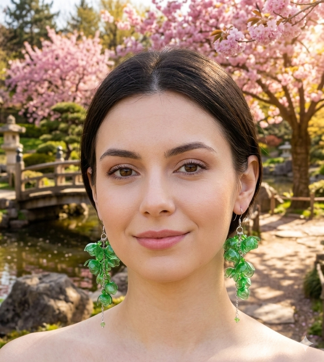 Cercei handmade unicat Flori delicate din plastic reciclat și inox (cod1297) - bijuterii - cercei - cercei lungi - Artynos.ro