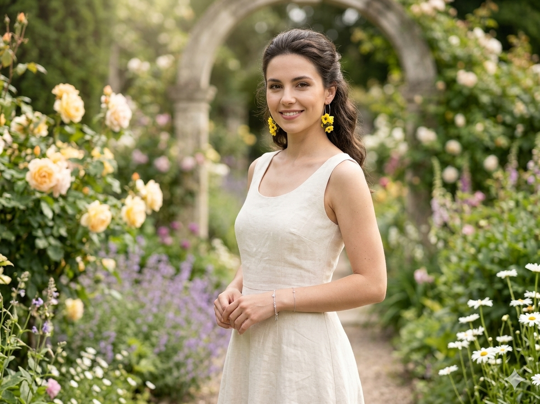 Cercei handmade cu flori galbene si margele de sticla ochi de pisica (cod1405) - bijuterii - cercei - cercei lungi - Artynos.ro