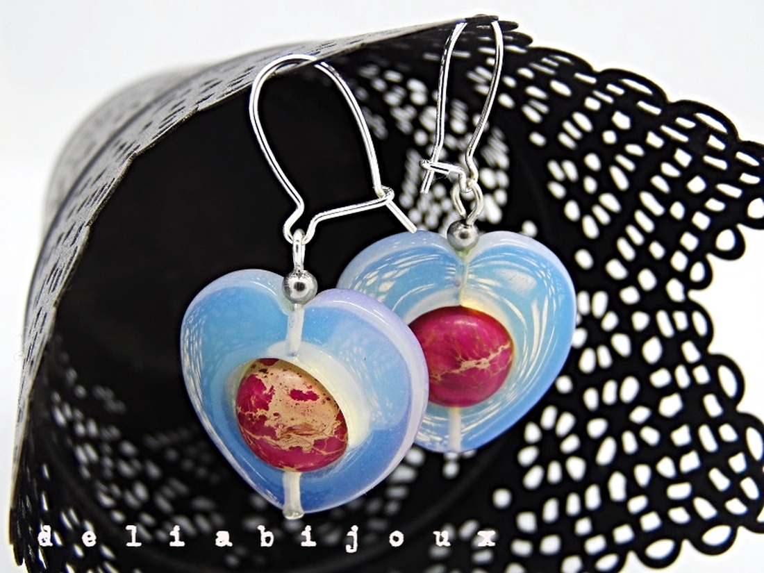 Cercei handmade unicat - opalit si regalite - tortite argint  - bijuterii - cercei - cercei din pietre semiprețioase - Artynos.ro