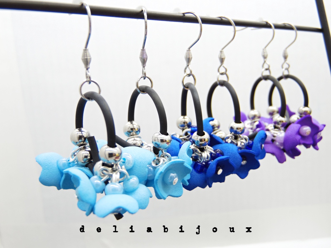 Cercei handmade statement unicat - design floral (cod1104) - bijuterii - cercei - cercei lungi - Artynos.ro