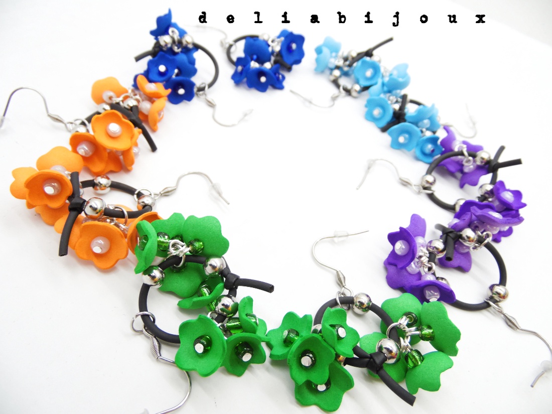 Cercei handmade statement unicat - design floral (cod1104) - bijuterii - cercei - cercei lungi - Artynos.ro