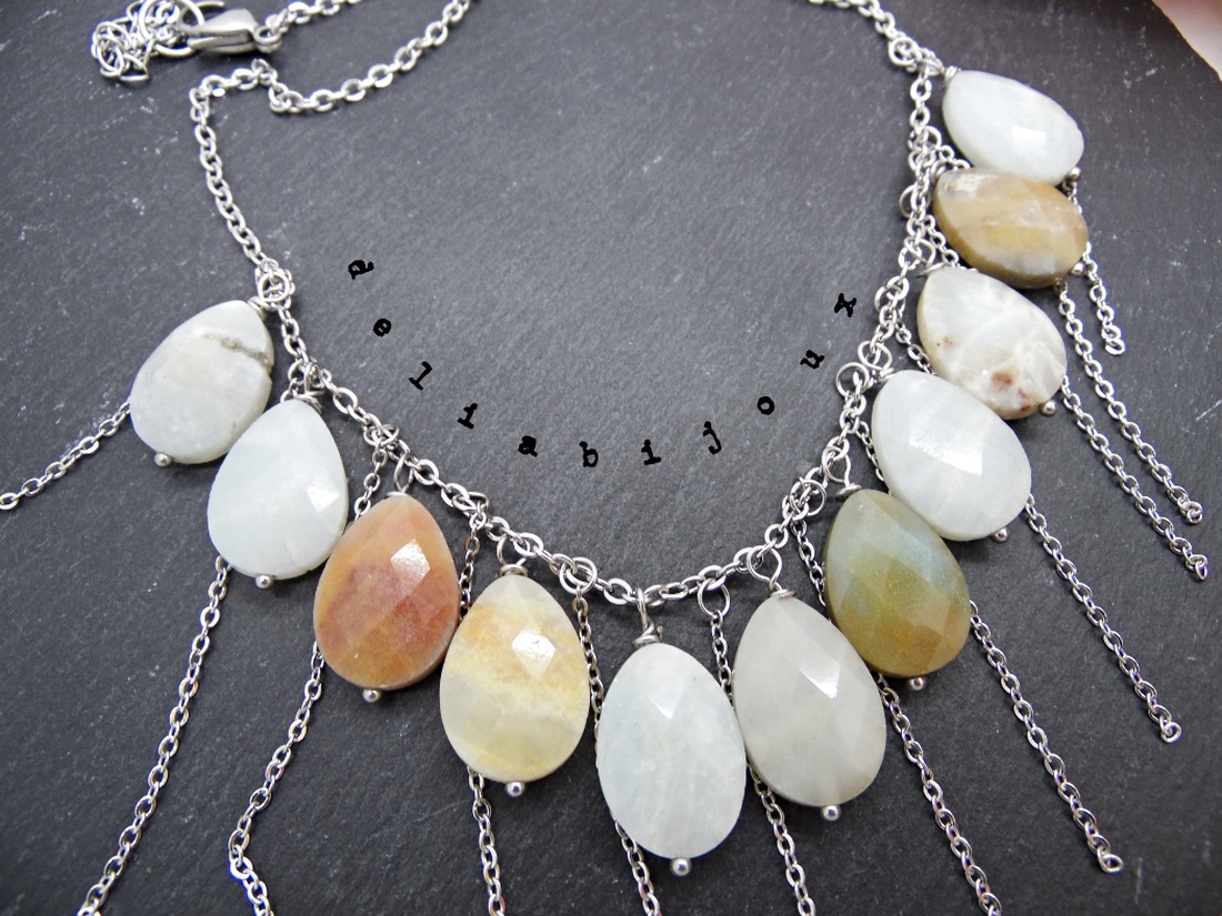 Colier statement din amazonit natural piesă unicat handmade (cod1420) - bijuterii - coliere - coliere din mărgele - Artynos.ro