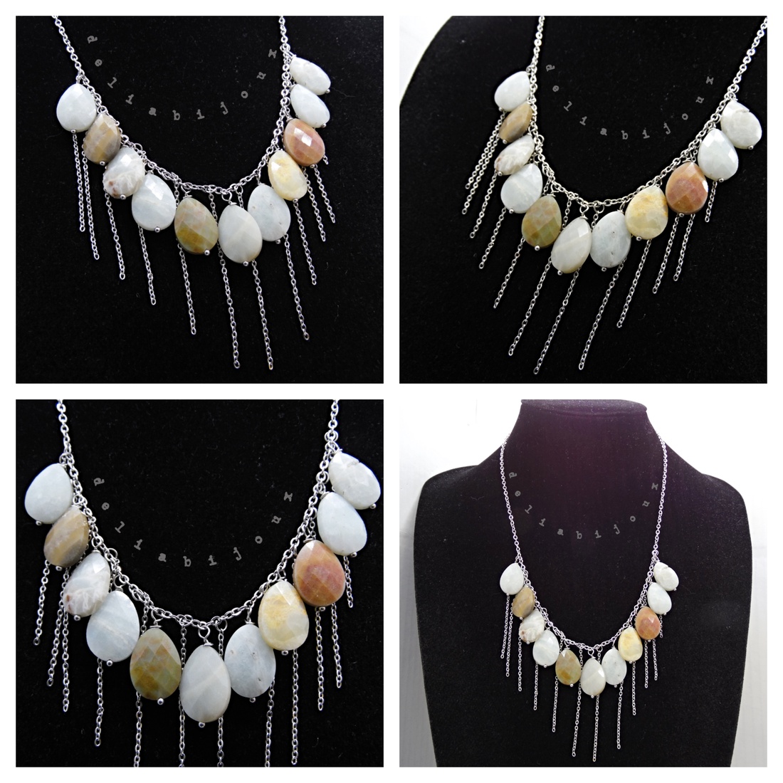 Colier statement din amazonit natural piesă unicat handmade (cod1420) - bijuterii - coliere - coliere din mărgele - Artynos.ro