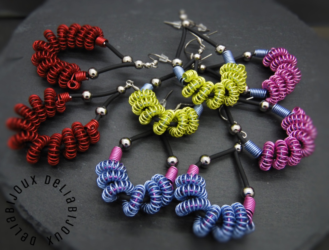 Cercei statement handmade - sarma de aluminiu (cod880) - bijuterii - cercei - cercei lungi - Artynos.ro