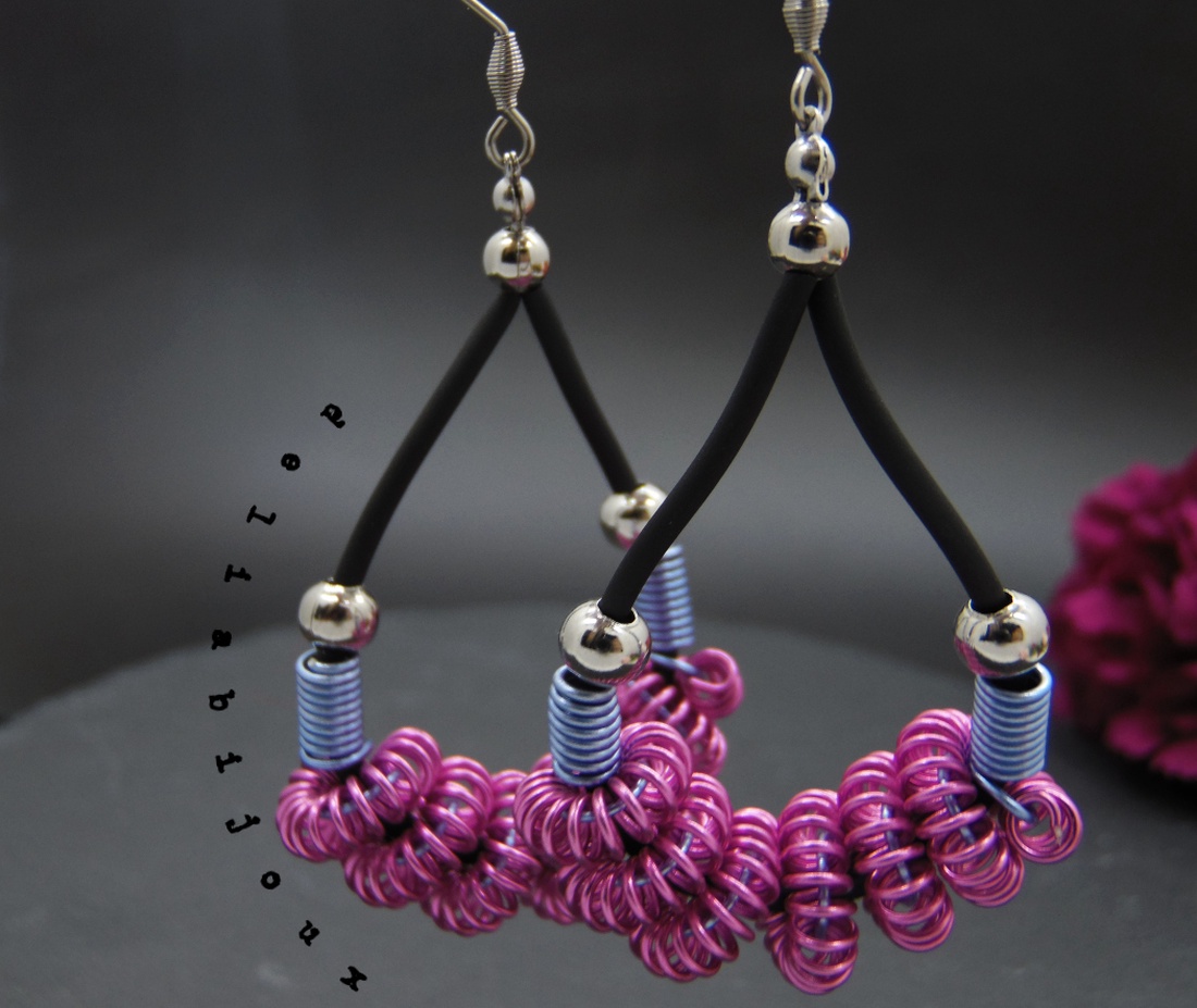 Cercei statement handmade - sarma de aluminiu (cod880) - bijuterii - cercei - cercei lungi - Artynos.ro