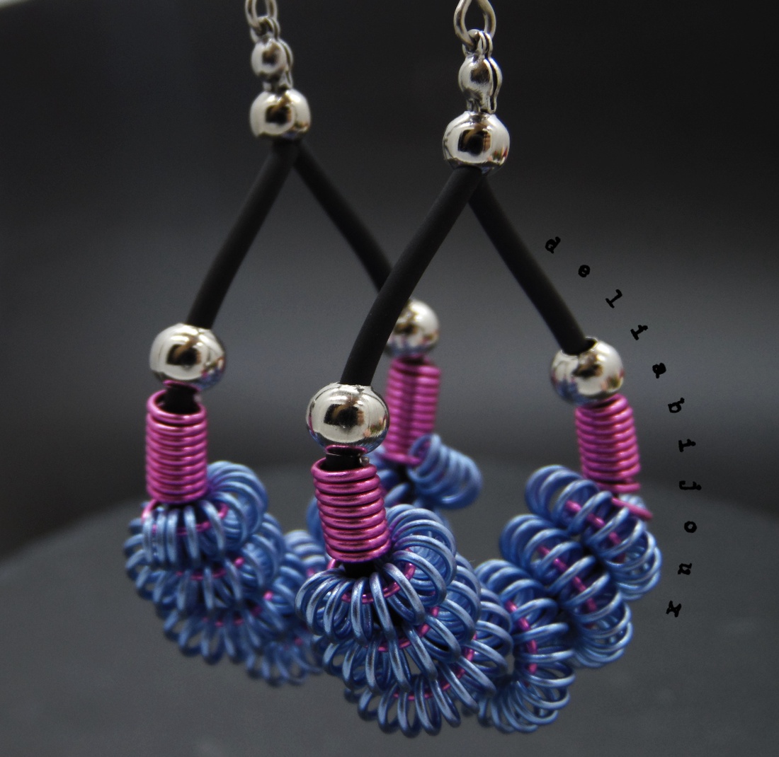 Cercei statement handmade - sarma de aluminiu (cod880) - bijuterii - cercei - cercei lungi - Artynos.ro