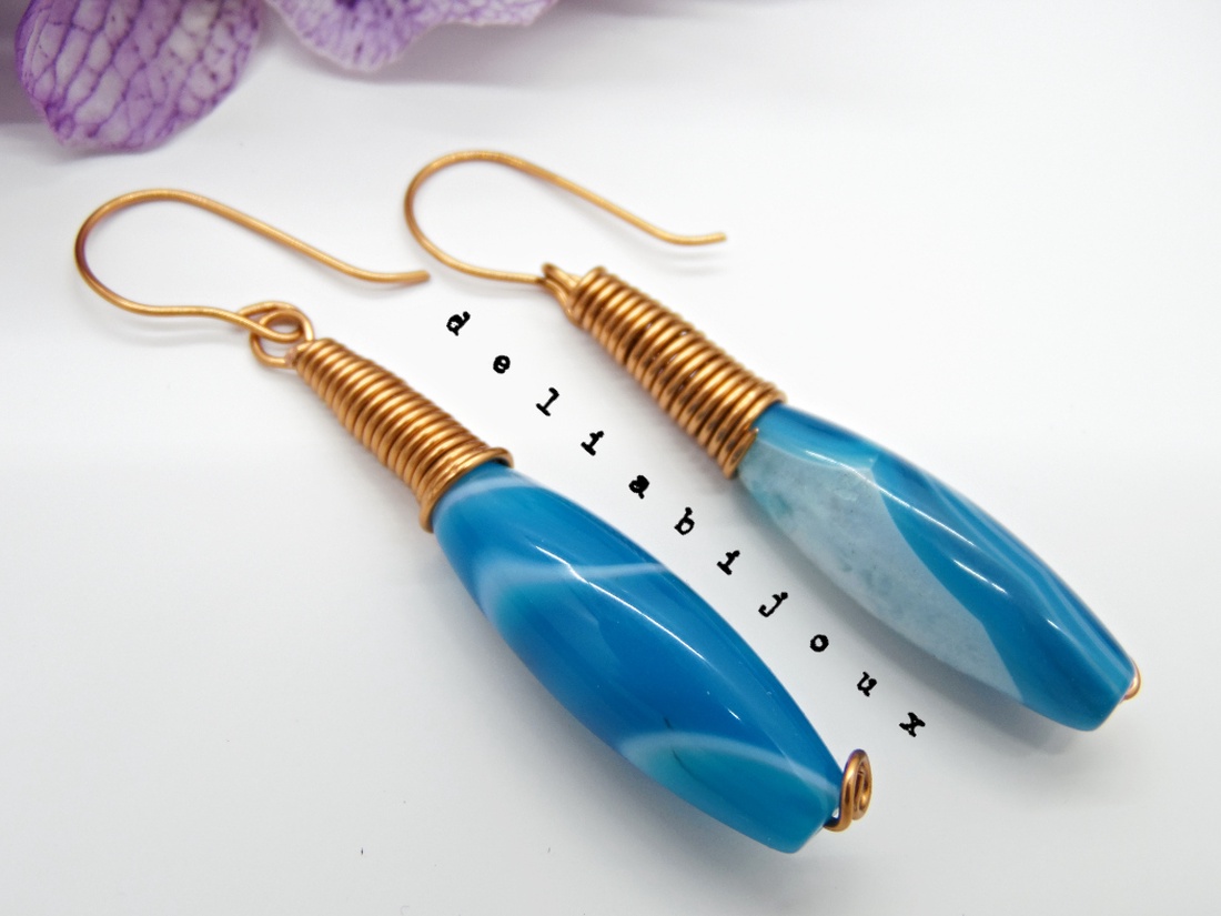 Cercei handmade unicat - agate si cupru (cod750) - bijuterii - cercei - cercei din pietre semiprețioase - Artynos.ro