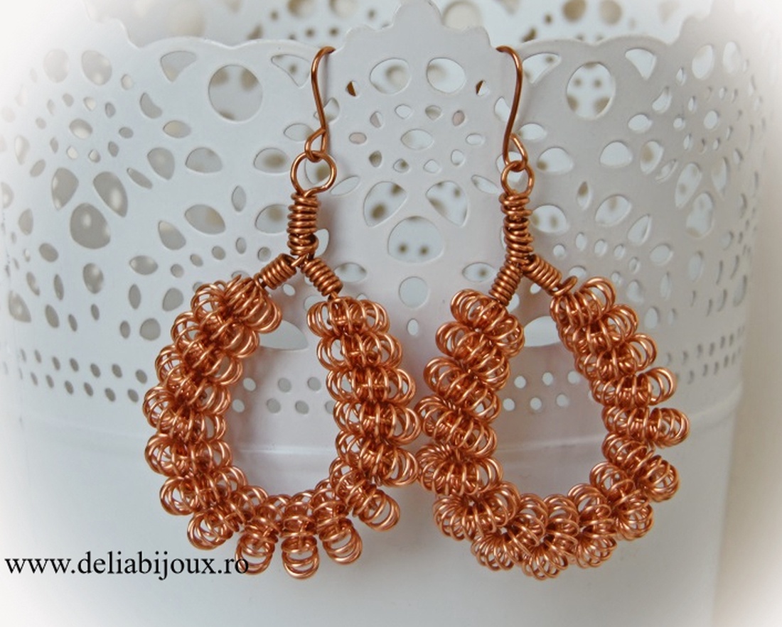 Cercei handmade unicat sarma de cupru (cod593) - bijuterii - cercei - cercei lungi - Artynos.ro