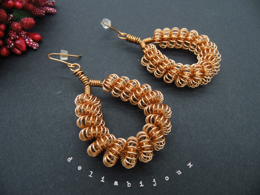 Cercei handmade unicat sarma de cupru (cod593) - bijuterii - cercei - cercei lungi - Artynos.ro