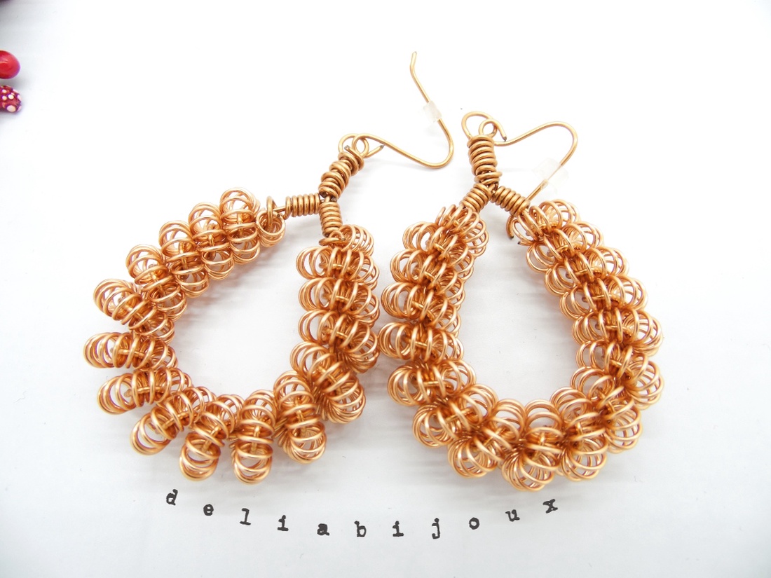 Cercei handmade unicat sarma de cupru (cod593) - bijuterii - cercei - cercei lungi - Artynos.ro