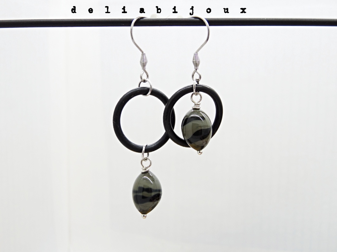 Cercei handmade statement asimetrici - Stil Industrial (cod1088) - bijuterii - cercei - cercei din mărgele - Artynos.ro
