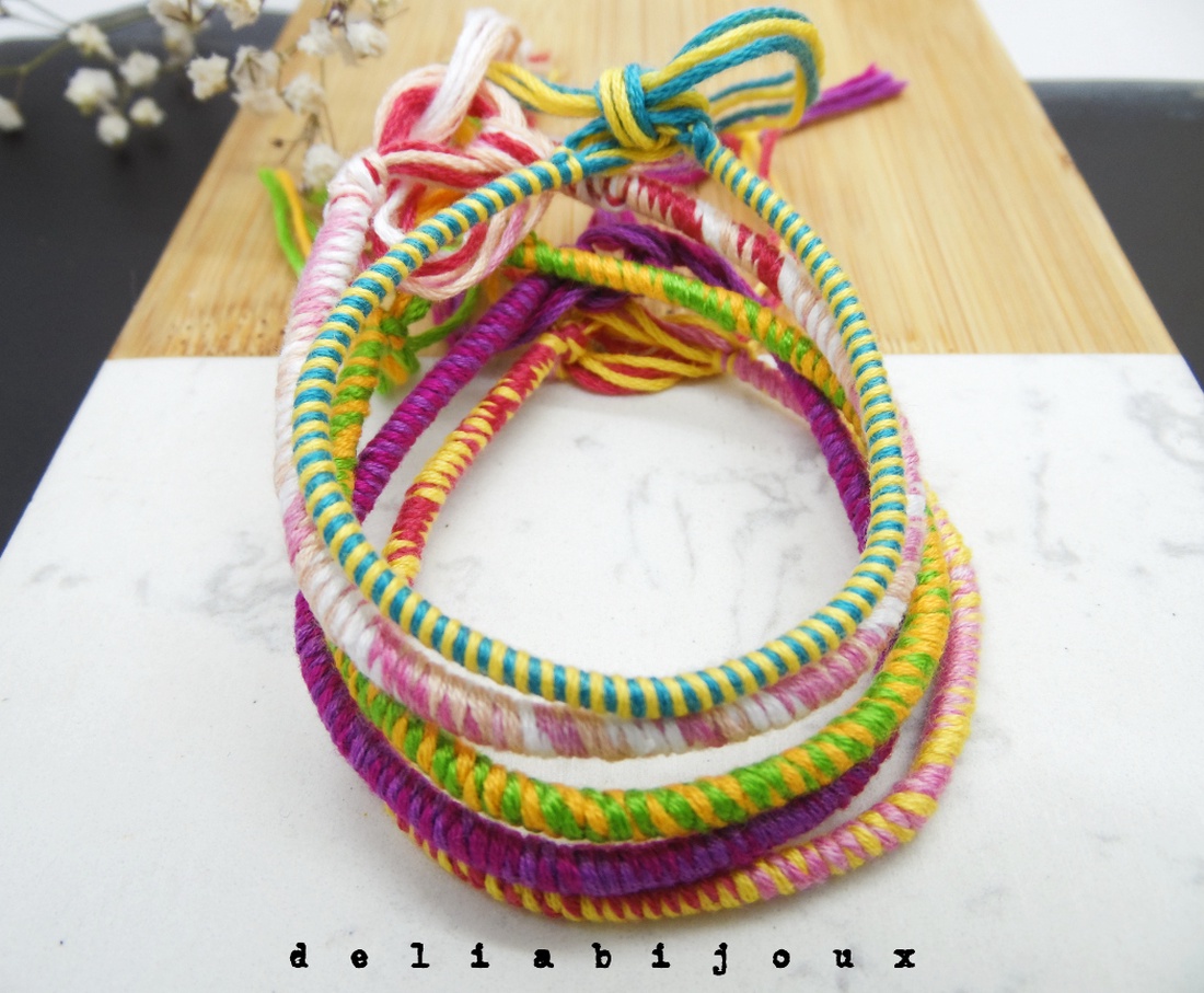Set Brățări Prieteniei Handmade � 5 Brățări Colorate din Ață de Bumbac (cod1102) - bijuterii - brățări - brățări împletite - Artynos.ro
