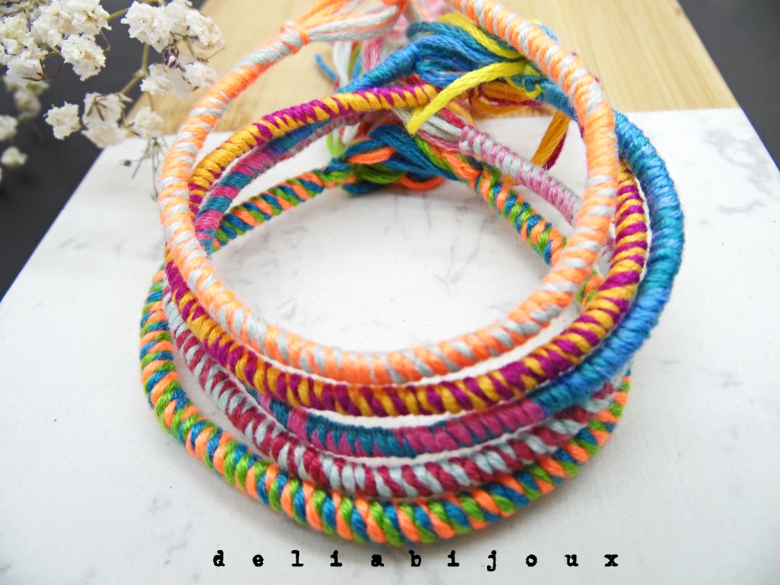 Set Brățări Prieteniei Handmade � 5 Brățări Colorate din Ață de Bumbac (cod1099) - bijuterii - brățări - brățări împletite - Artynos.ro