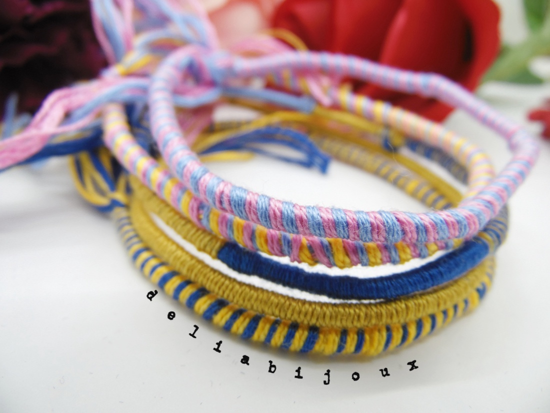 Set Brățări Prieteniei Handmade � 5 Brățări Colorate din Ață de Bumbac (cod671) - bijuterii - brățări - brățări împletite - Artynos.ro