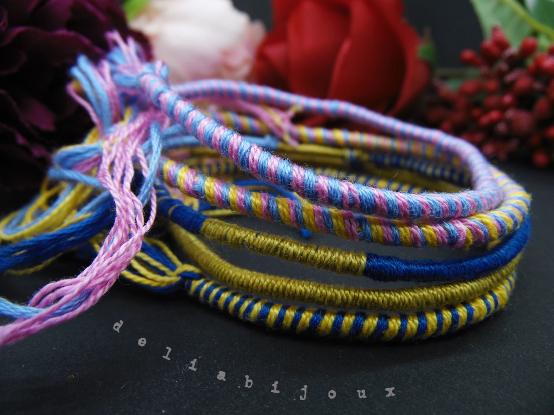 Set Brățări Prieteniei Handmade � 5 Brățări Colorate din Ață de Bumbac (cod671) - bijuterii - brățări - brățări împletite - Artynos.ro