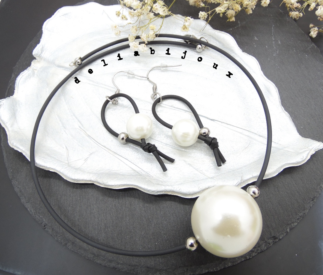 Set bijuterii handmade - contemporan - perle acrilice (cod976) - bijuterii - seturi de bijuterii - Artynos.ro