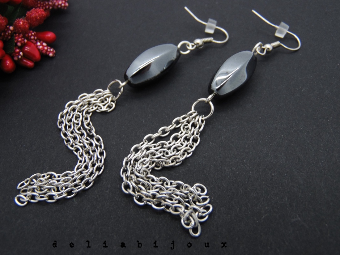 Cercei handmade unicat hematit (cod579) - bijuterii - cercei - cercei lungi - Artynos.ro