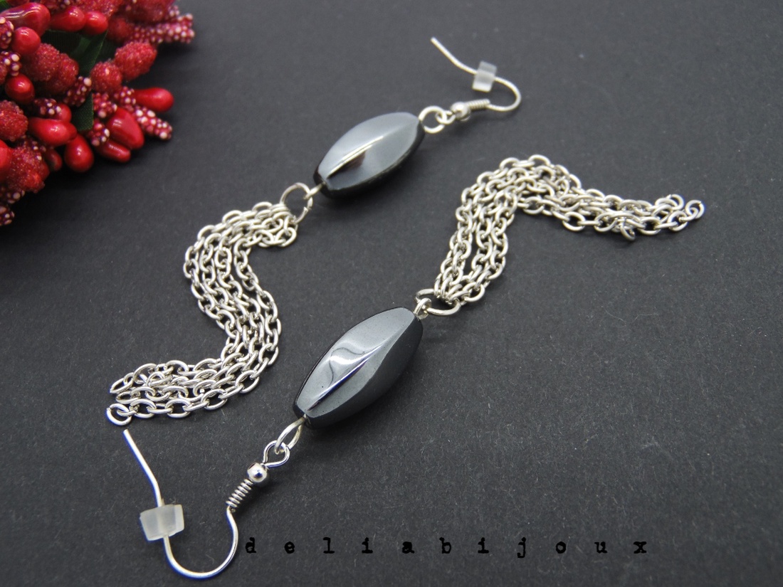 Cercei handmade unicat hematit (cod579) - bijuterii - cercei - cercei lungi - Artynos.ro
