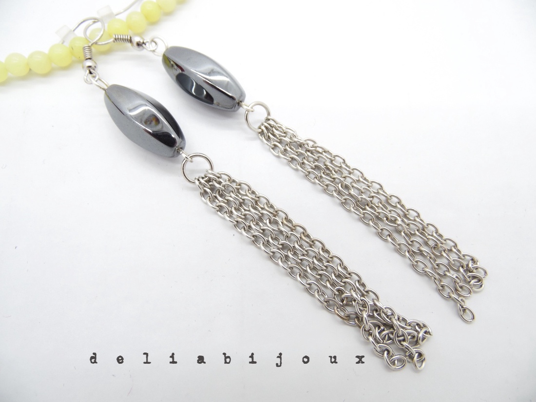 Cercei handmade unicat hematit (cod579) - bijuterii - cercei - cercei lungi - Artynos.ro