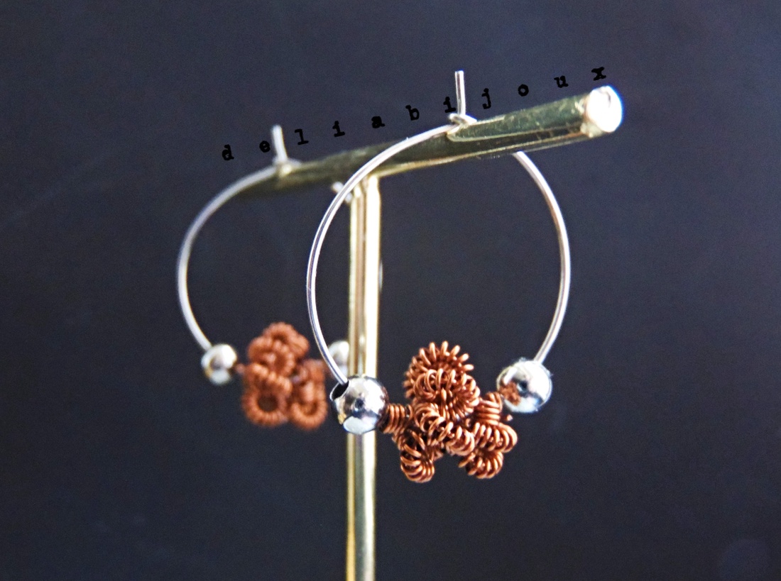 Cercei handmade tip hoop, eleganți și moderni, realizați manual din sârmă de cupru non-tarnish (cod1432) - bijuterii - cercei - cercei hoops - Artynos.ro