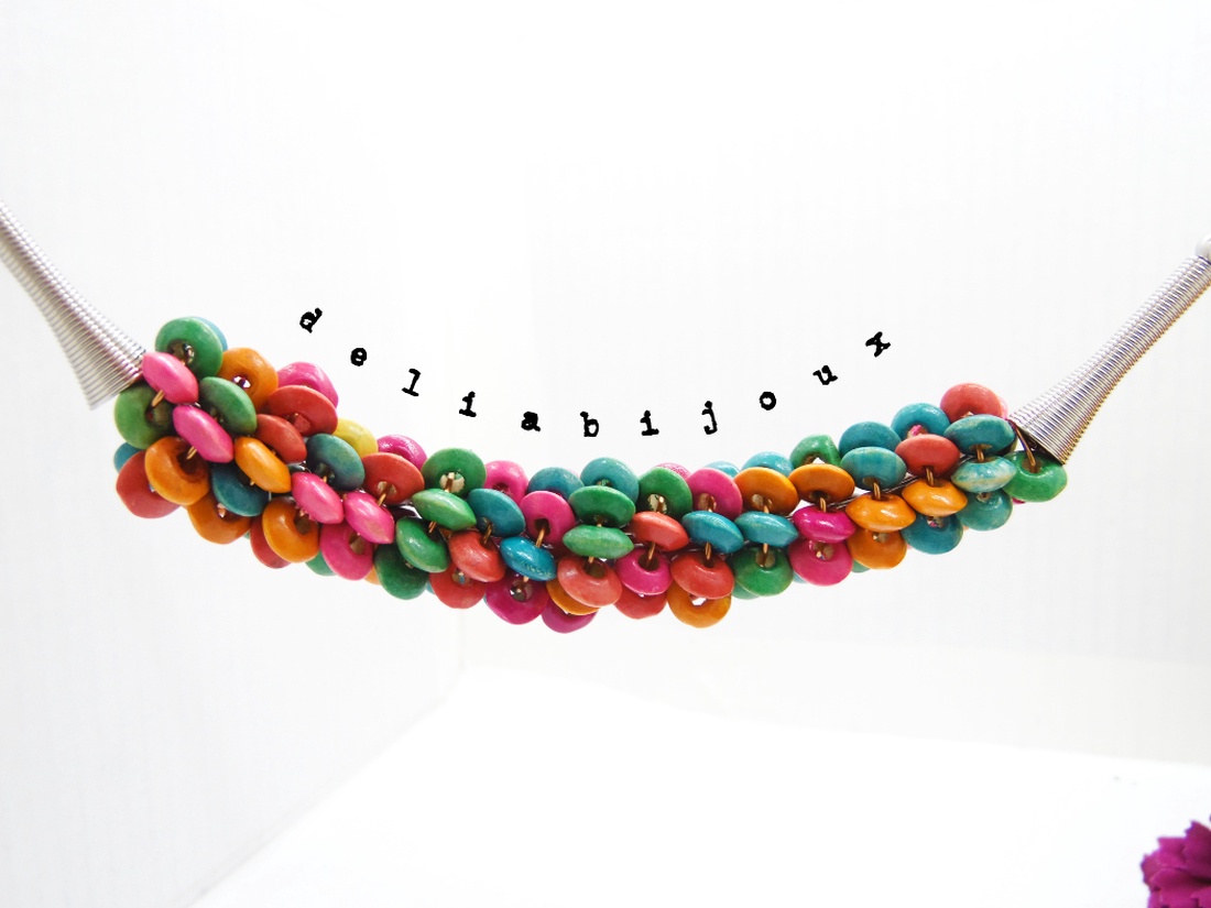 Colier statement handmade unicat - lemn (cod1241) - bijuterii - coliere - coliere din mărgele - Artynos.ro