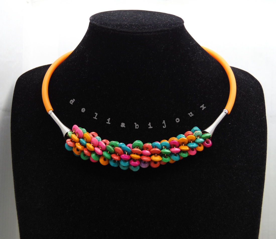 Colier statement handmade unicat - lemn (cod1241) - bijuterii - coliere - coliere din mărgele - Artynos.ro