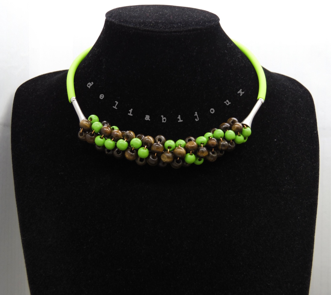 Colier statement handmade unicat - lemn (cod1242) - bijuterii - coliere - coliere din mărgele - Artynos.ro