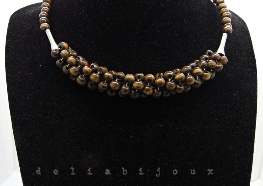 Colier statement handmade unicat - lemn (cod044) - bijuterii - coliere - coliere din mărgele - Artynos.ro