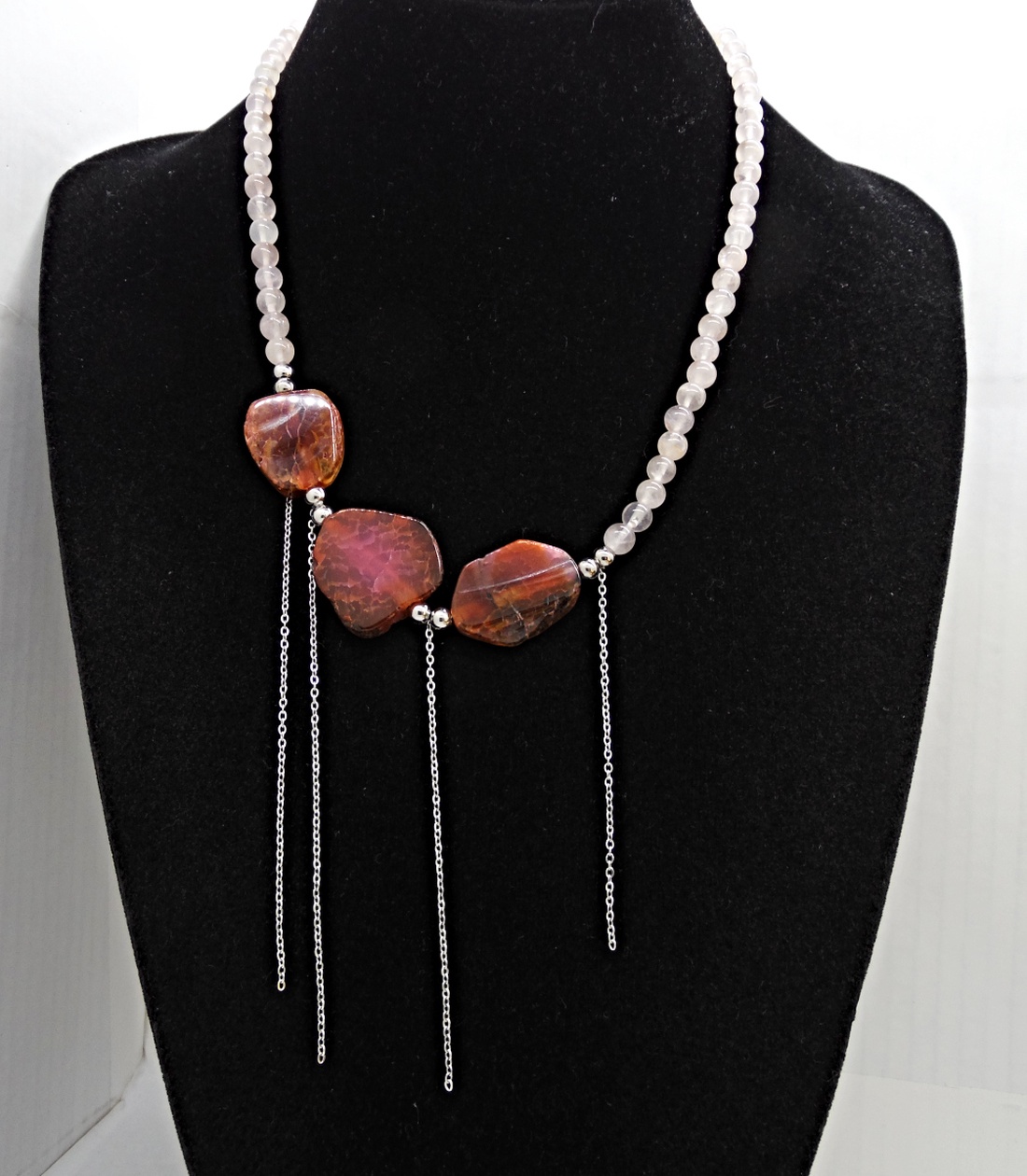 Colier handmade unicat - agate si cuart (cod1186) - bijuterii - coliere - coliere din pietre semiprețioase - Artynos.ro