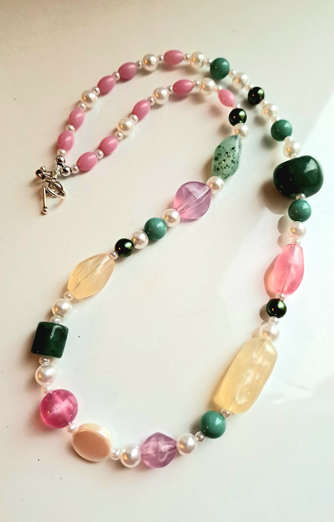 Colier handmade statement asimetric unicat margele perle (Cod1479)   - bijuterii - coliere - coliere din mărgele - Artynos.ro