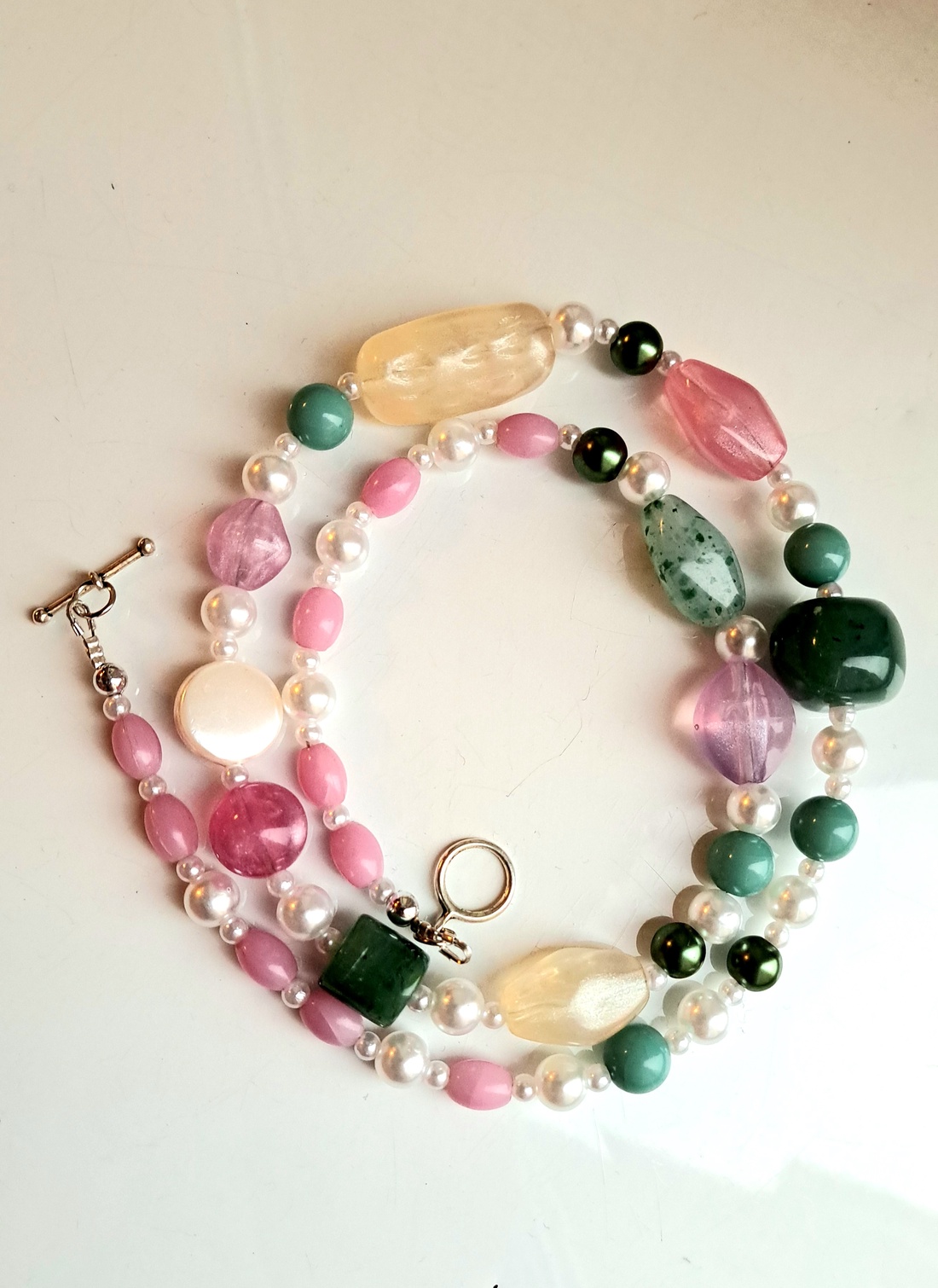 Colier handmade statement asimetric unicat margele perle (Cod1479)   - bijuterii - coliere - coliere din mărgele - Artynos.ro