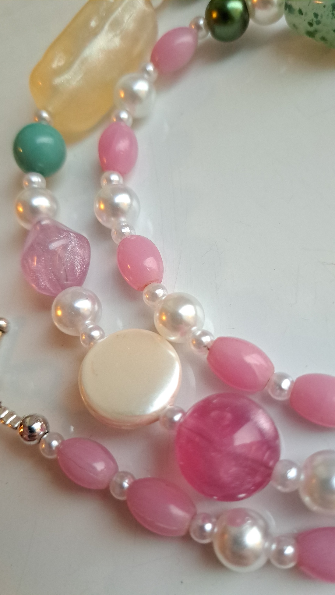 Colier handmade statement asimetric unicat margele perle (Cod1479)   - bijuterii - coliere - coliere din mărgele - Artynos.ro