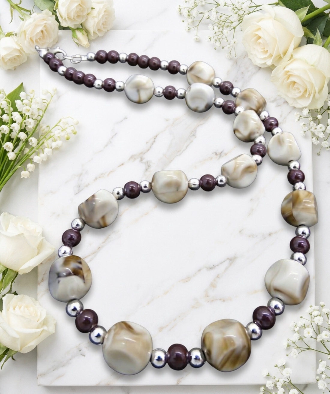 Colier Handmade Statement cu Mărgele plastic (Cod1481) - bijuterii - coliere - coliere din mărgele - Artynos.ro