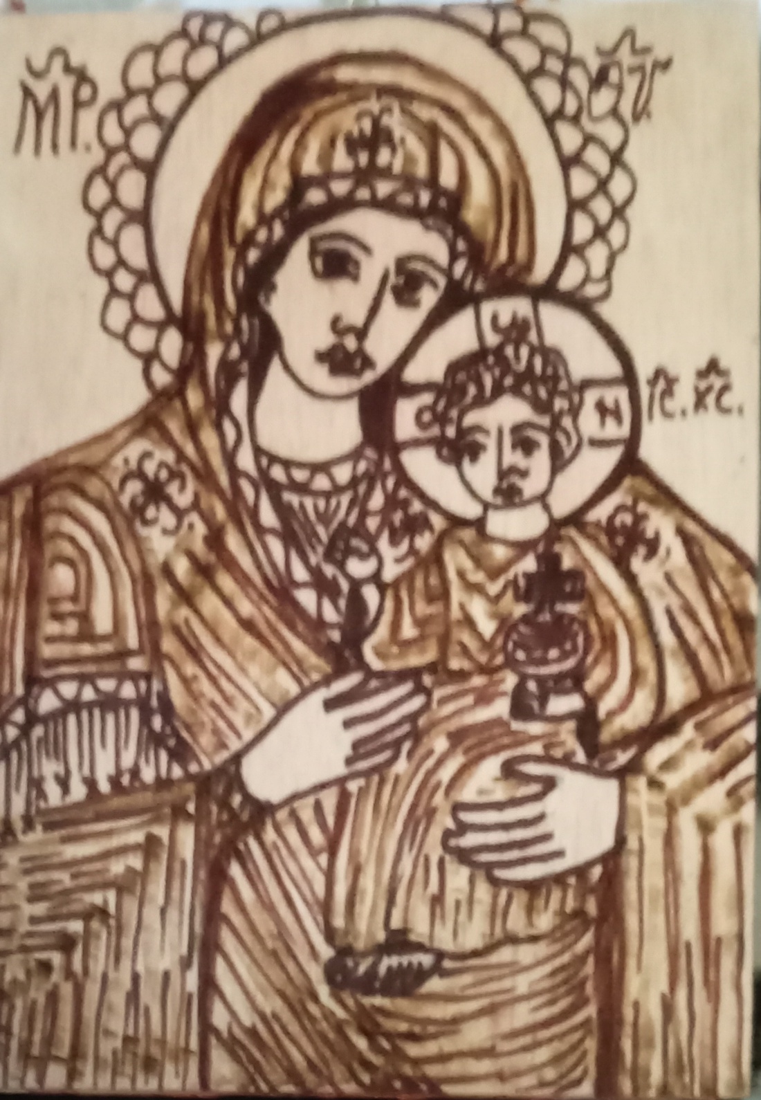 Icoana pirogravura pe lemn  - casă & stil de viață - accesorii religioase - icoane cu sfinți - Artynos.ro