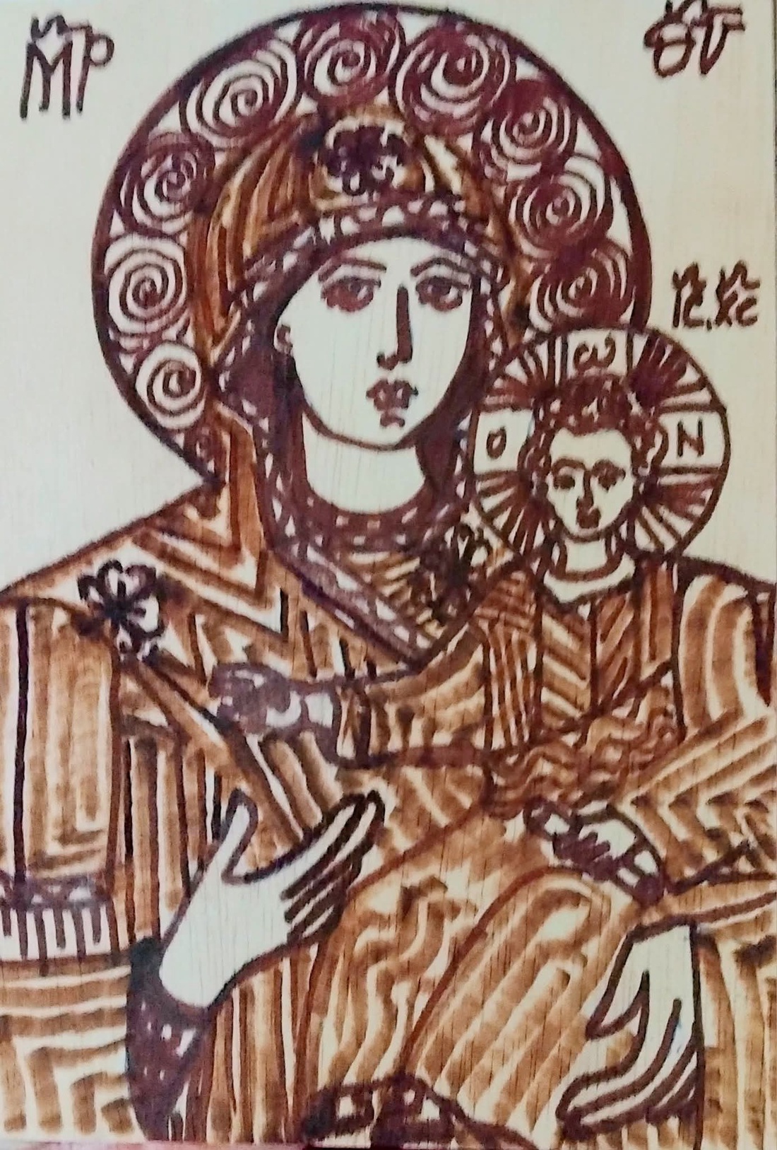 Icoana pirogravura  - arte vizuale și accesorii  - grafică, ilustrație - alte desene - Artynos.ro