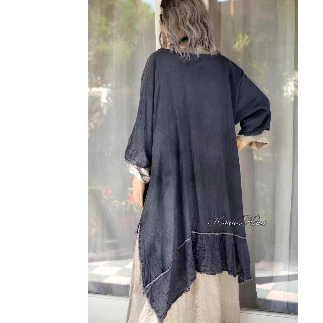 SHABBY ROSE - tunică artsy cu aplicații / antracit - îmbrăcăminte și modă - haine damă - tunică - Artynos.ro
