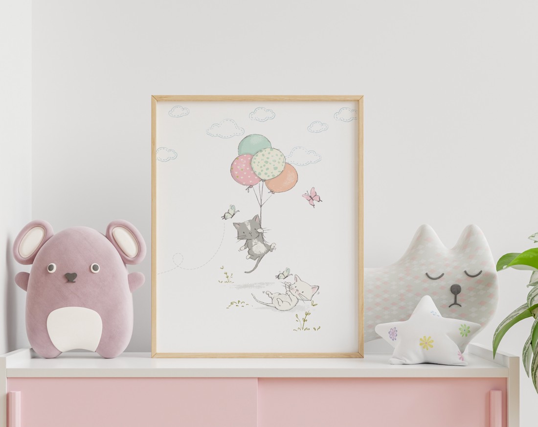 Kitten arta de perete, decorarea camerei pentru copii -  - Artynos.ro
