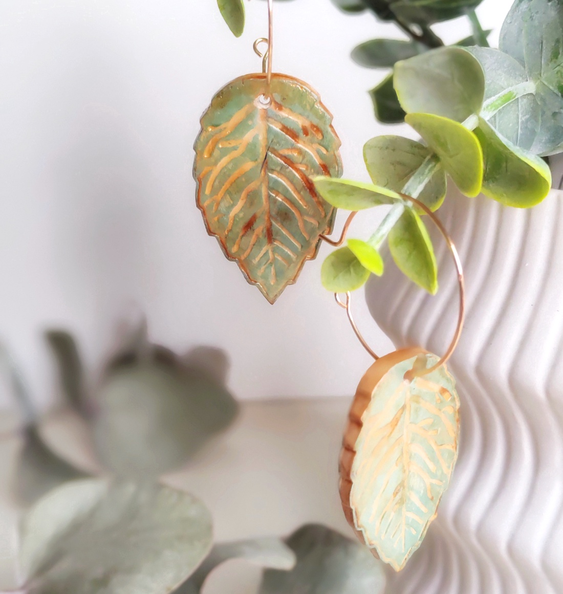 Cercei Vintage Teal handmade din argilă - bijuterii - cercei - cercei agățați - Artynos.ro