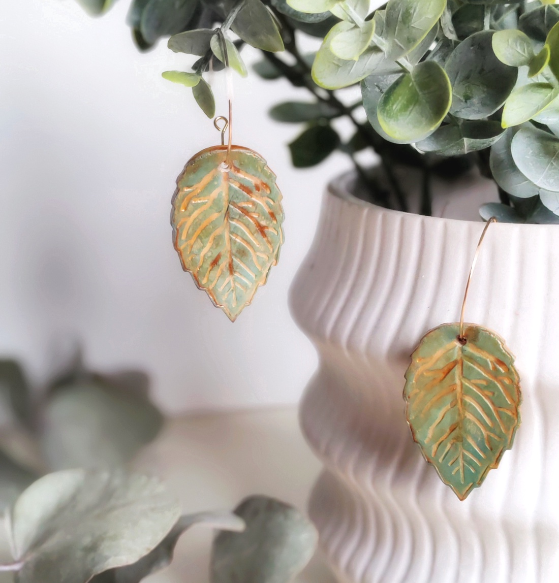 Cercei Vintage Teal handmade din argilă - bijuterii - cercei - cercei agățați - Artynos.ro