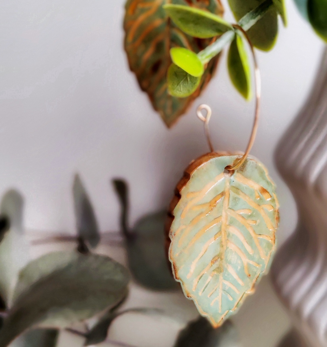 Cercei Vintage Teal handmade din argilă - bijuterii - cercei - cercei agățați - Artynos.ro