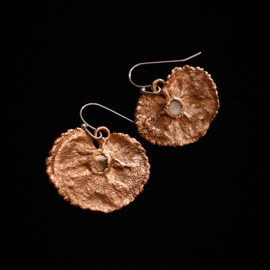 Cercei cupru Frunze de Violetă - bijuterii - cercei - cercei lungi - Artynos.ro