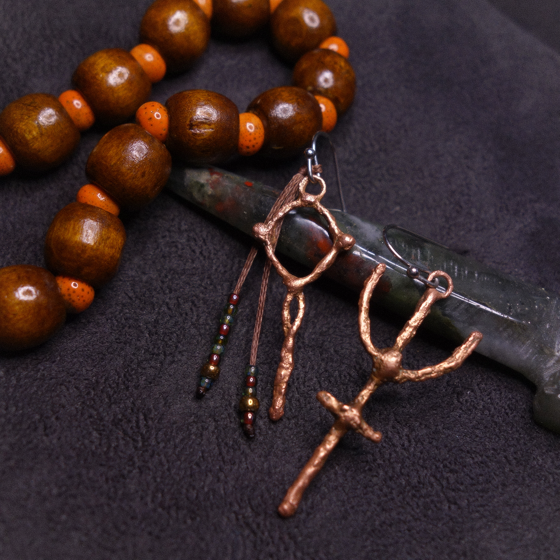 Cercei cupru Neptune - bijuterii - cercei - cercei lungi - Artynos.ro