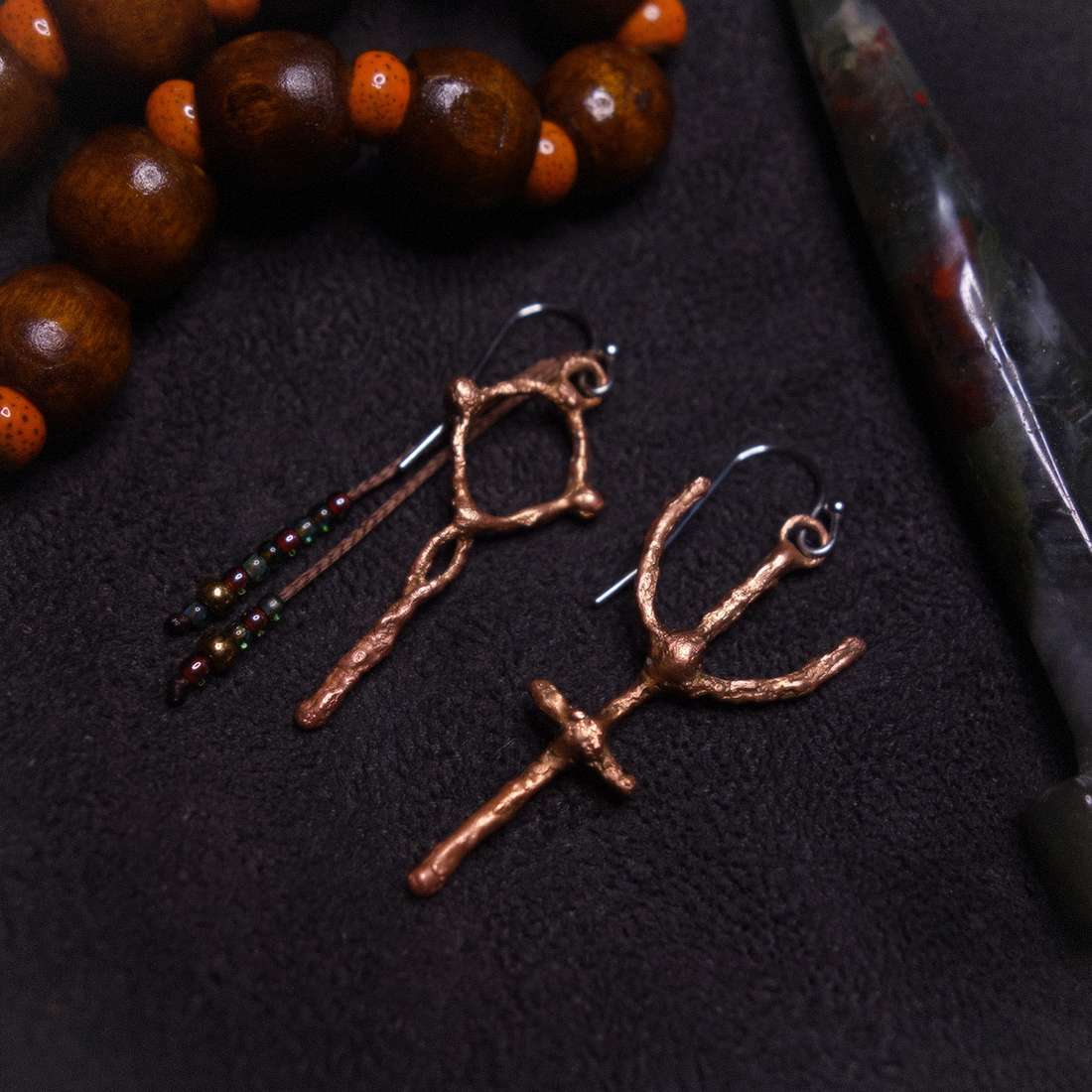 Cercei cupru Neptune - bijuterii - cercei - cercei lungi - Artynos.ro