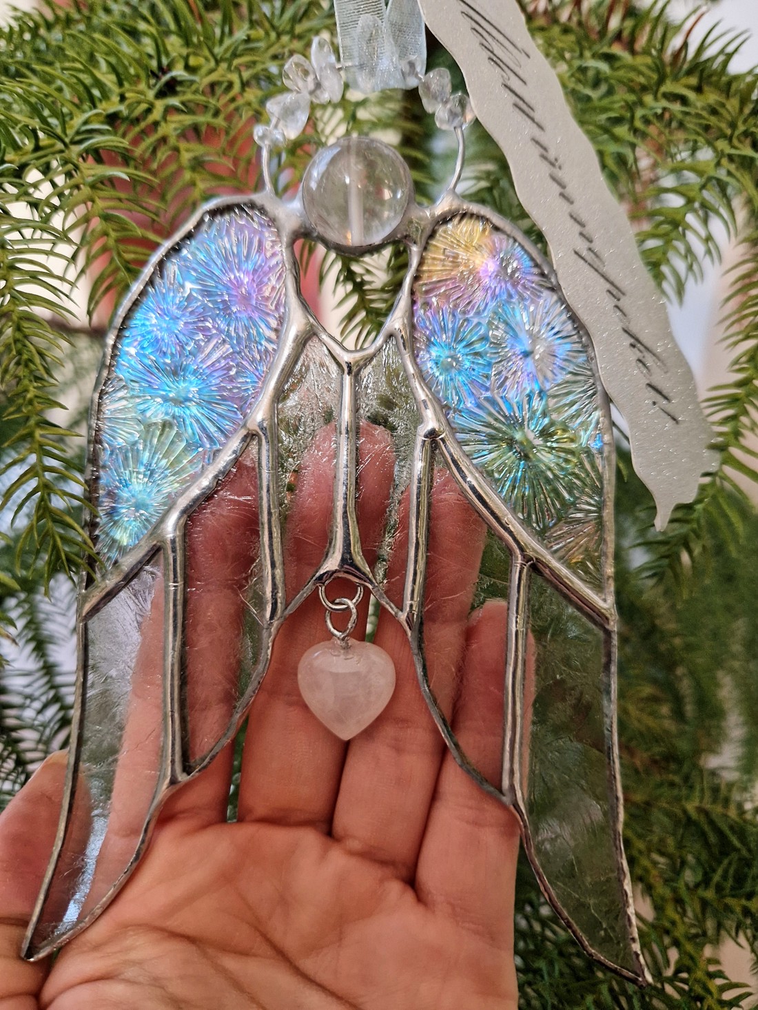 Înger de cristal cu aripă goală și sticlă cu flori de gheață - crăciun - cadouri de moș crăciun - cadouri de moș crăciun - cadouri de moș crăciun - Artynos.ro