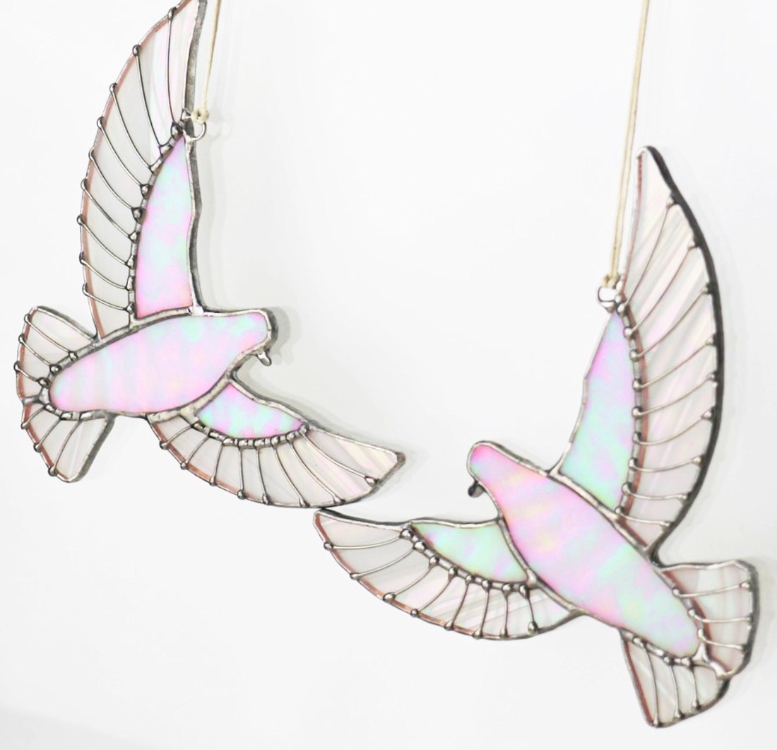 Pereche de porumbei sălbatici - crăciun - decorațiuni de crăciun de casă - figurine pentru pomul de crăciun - Artynos.ro