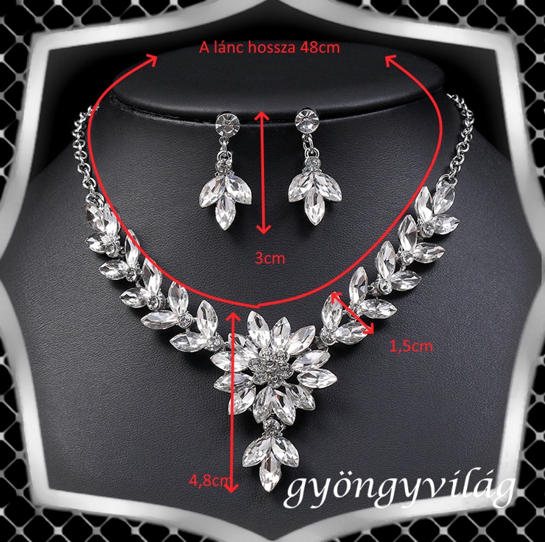 Nunta, mireasa, set de bijuterii casual, ES-SZÉ76 - accesorii nuntă - bijuterii mireasă - set bijuterii de mireasă - Artynos.ro