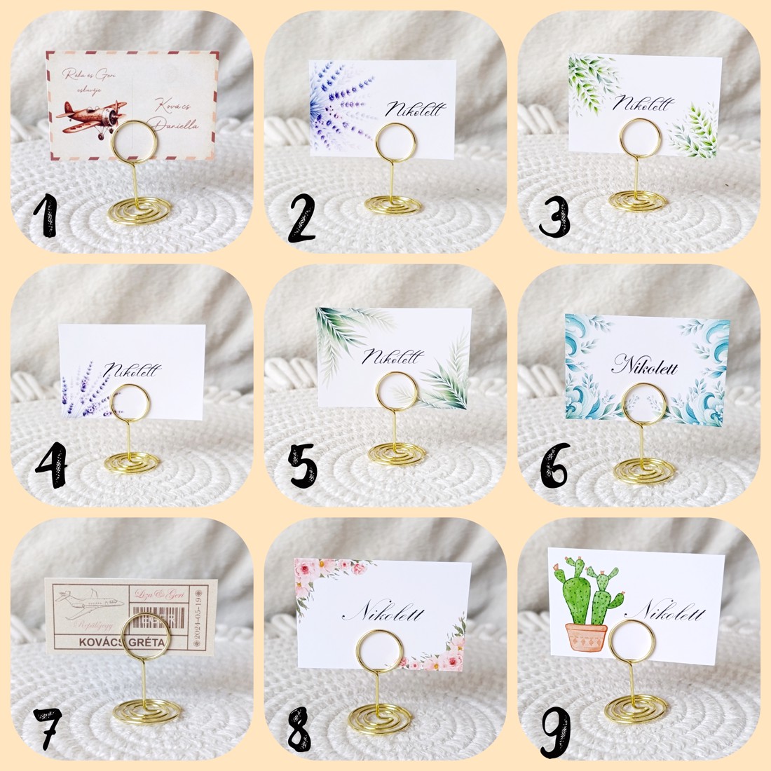 Card cu numele invitatului, place card nunta eucalipt - accesorii nuntă - invitații și felicitări de nuntă - carduri de așezare nuntă  - Artynos.ro