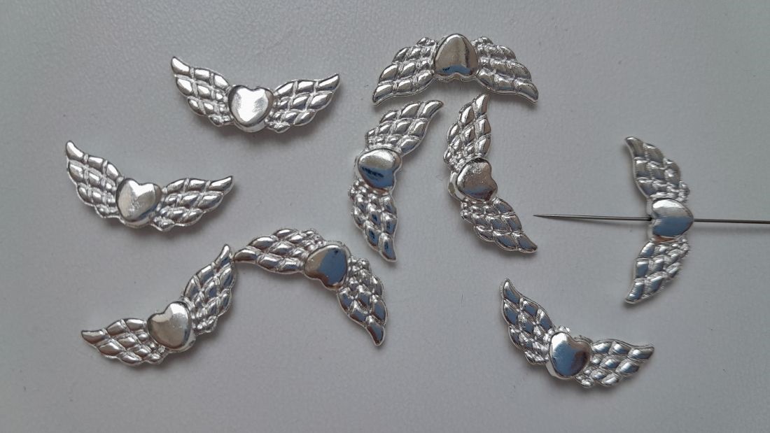 Distanțier metalic aripă de înger - 22x9mm - 10 bucăți / pachet - culoare argintie - - Artynos.ro Distanțier metalic aripă de înger - 22x9mm - 10 bucăți / pachet - culoare argintie - - Artynos.ro