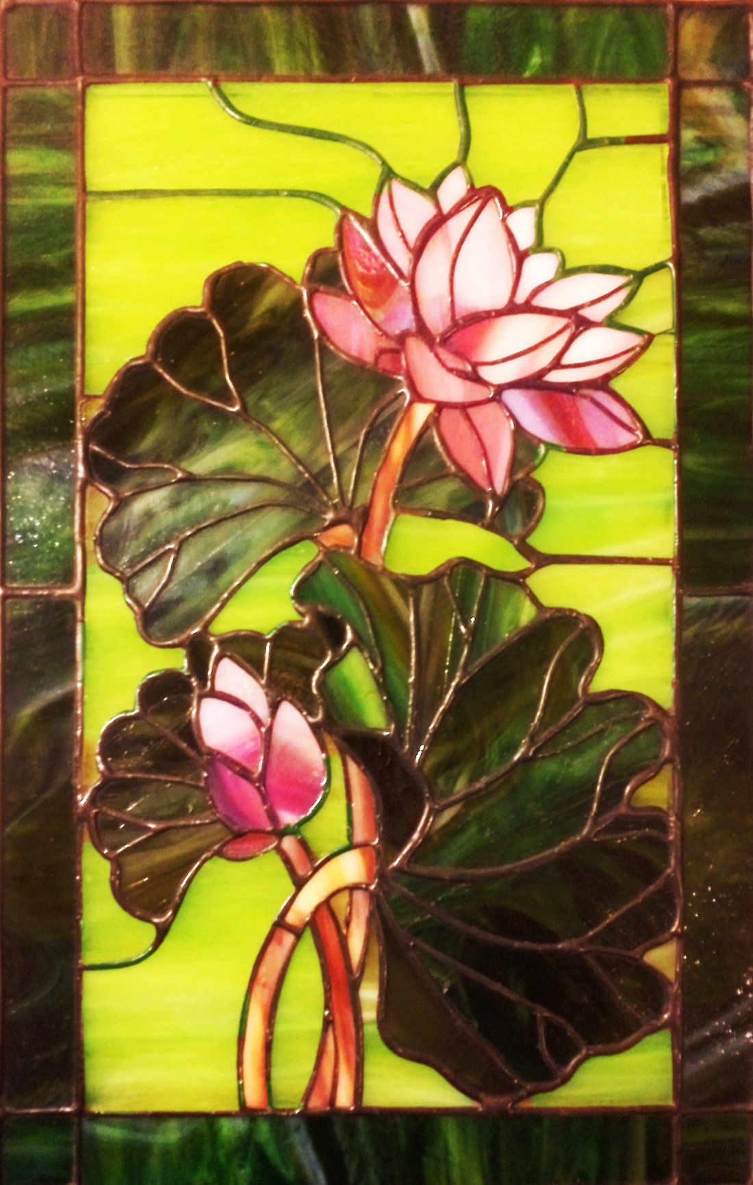 Indian lotus luminat tiffany arta de perete - casă & stil de viață - accesorii pentru decorat casa - picturi murale - artă murală din sticlă - Artynos.ro